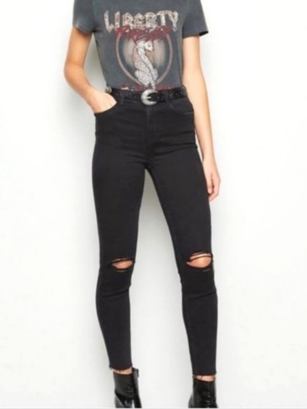 Free People x We The Free Stella High Rise Button Fly Skinny Jeans